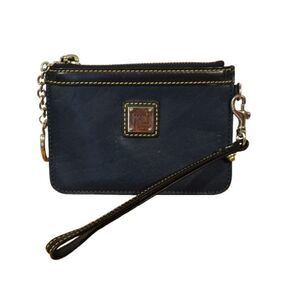Dooney & Bourke Zip Top Card Case Wristlet Navy Blue EUC